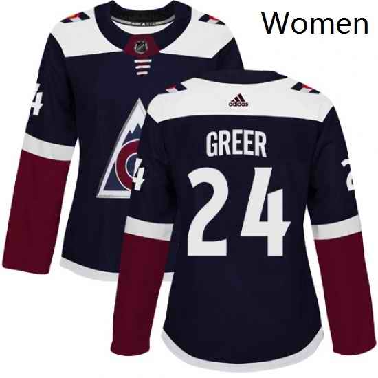 Womens Adidas Colorado Avalanche 24 AJ Greer Authentic Navy Blue Alternate NHL Jersey